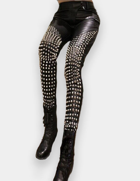 Women Studded Pant - New Women Designer Bespoke Studded Gothic Punk Rock Italian Leather Pants - Punk Studded Pant - Studded Leather Pant